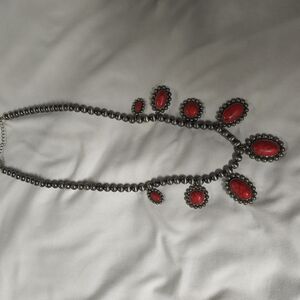 Elegant Red and Silver Necklace